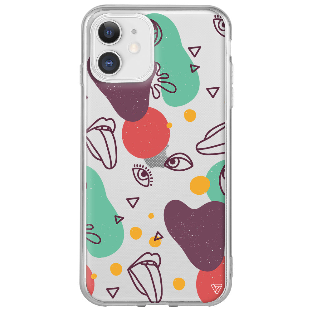 Mor Soyut Lansman Model İçi Kadife Silikon Telefon Kılıfı