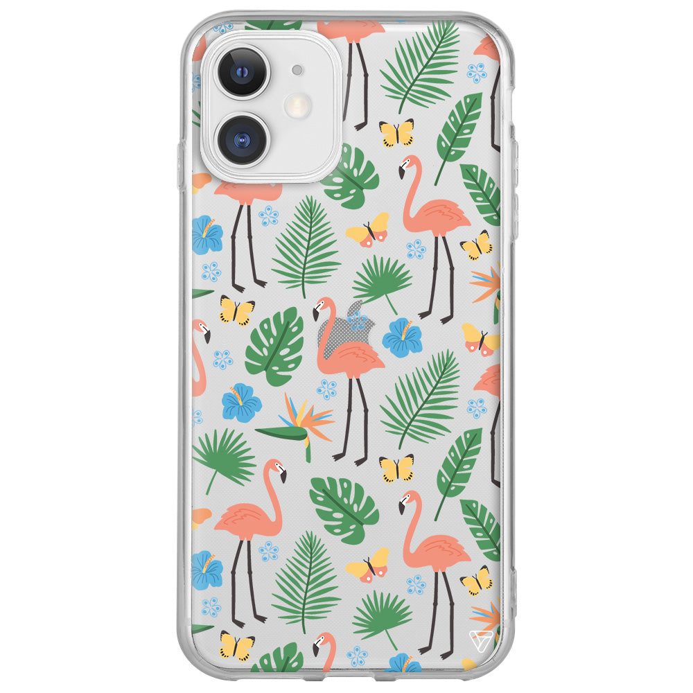 Tropik Flamingo Lansman Model İçi Kadife Silikon Telefon Kılıfı