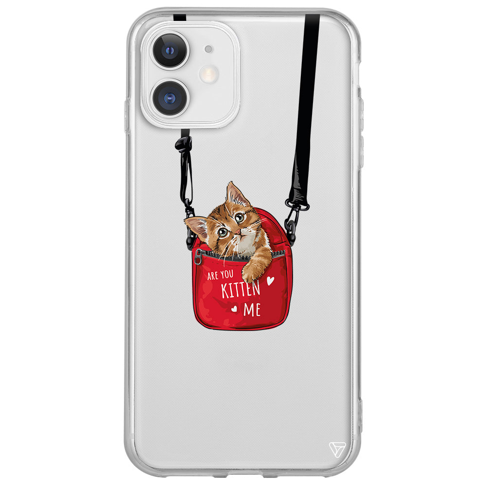 Çantada Kedi Lansman Model İçi Kadife Silikon Telefon Kılıfı