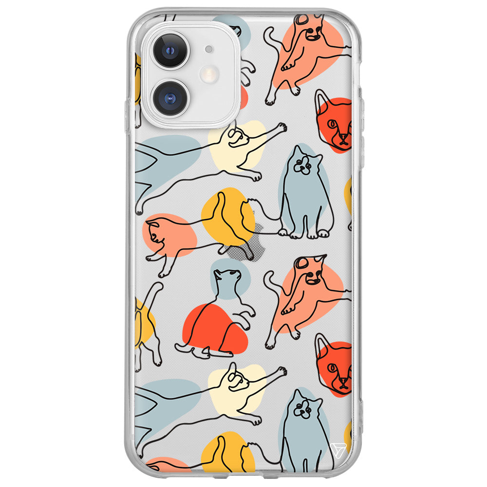 Renkli Kediler Lansman Model İçi Kadife Silikon Telefon Kılıfı