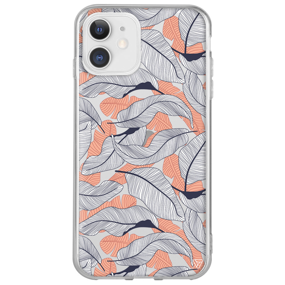 Cizgisel Yapraklar 4 Lansman Model İçi Kadife Silikon Telefon Kılıfı