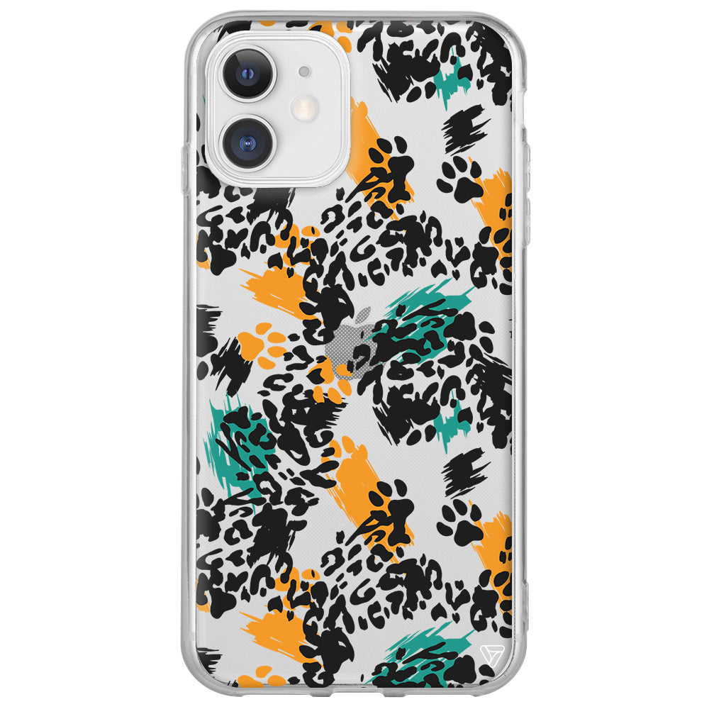 Abstract Leopar Lansman Model İçi Kadife Silikon Telefon Kılıfı