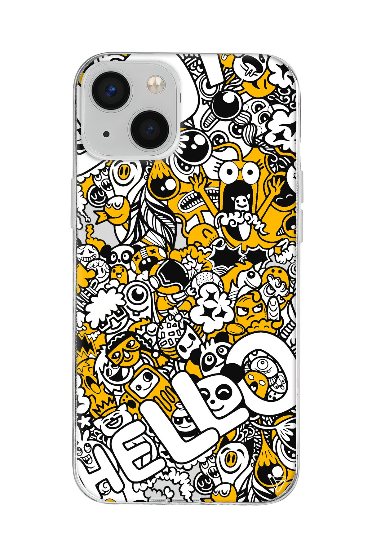 Doodle Hello Lansman Model İçi Kadife Silikon Telefon Kılıfı – Plus Serisine Özel