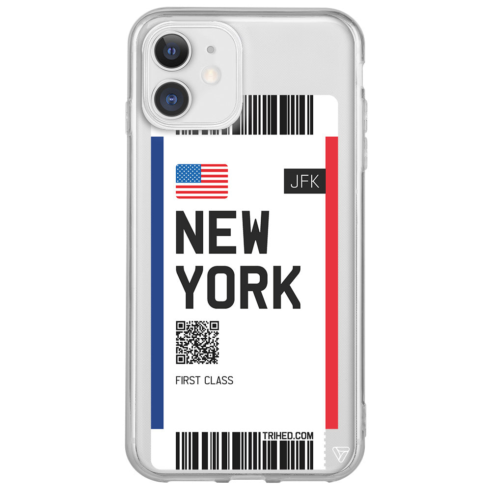 New York Bileti Lansman Model İçi Kadife Silikon Telefon Kılıfı