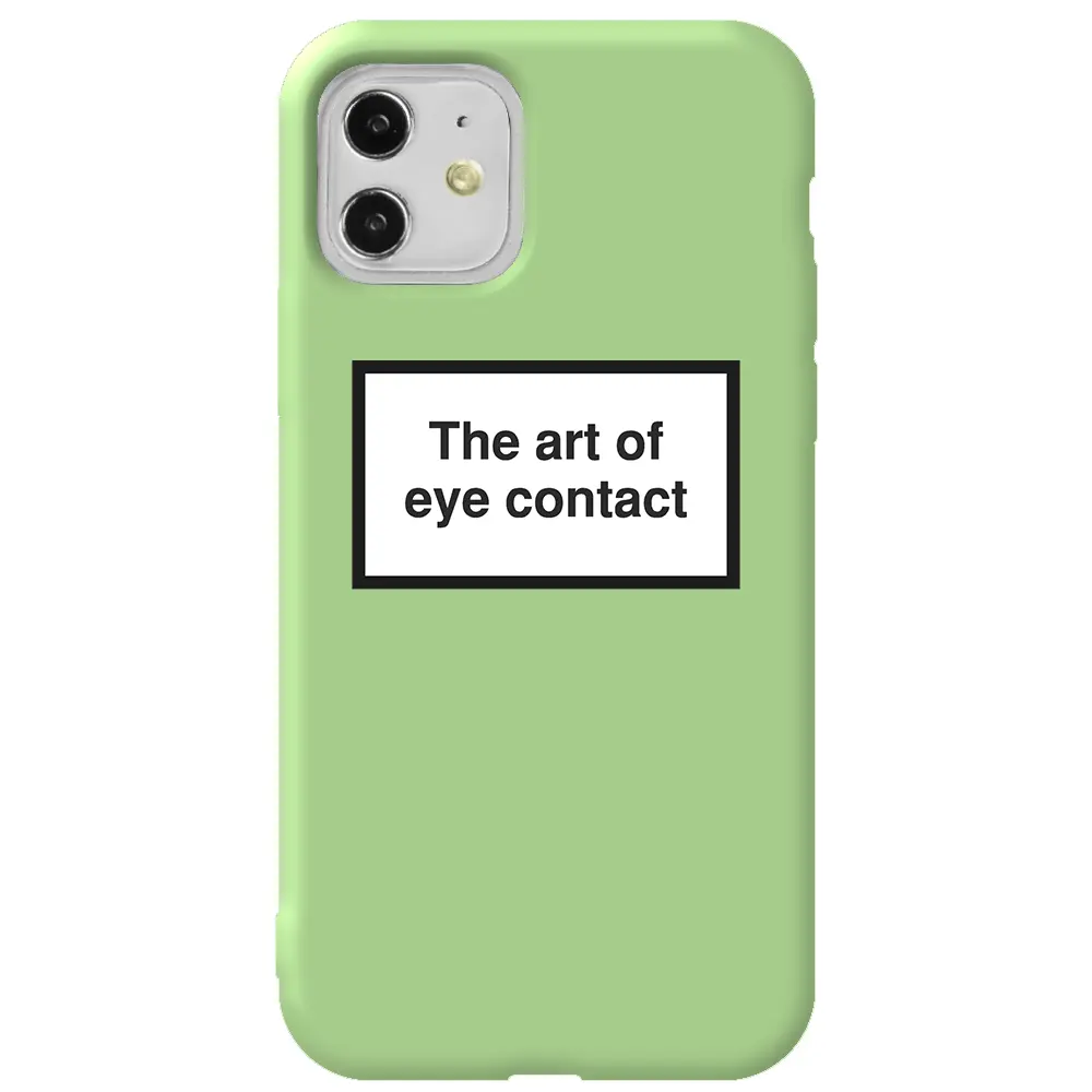 Apple iPhone 11 Açık Yeşil Renkli Silikon Telefon Kılıfı - Eye Contact