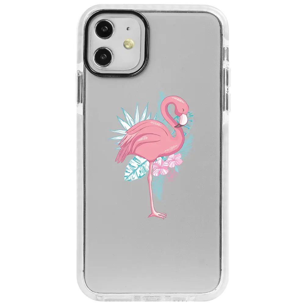 Apple iPhone 11 Beyaz Impact Premium Telefon Kılıfı - Alone Flamingo