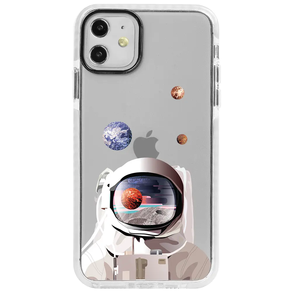 Apple iPhone 11 Beyaz Impact Premium Telefon Kılıfı - Astronotun Gözünden