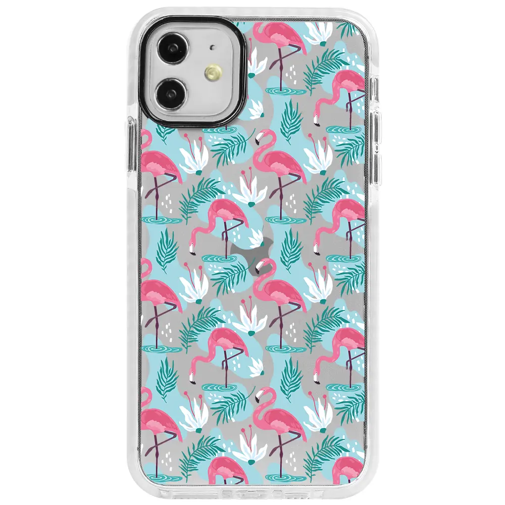 Apple iPhone 11 Beyaz Impact Premium Telefon Kılıfı - Cold Flamingo