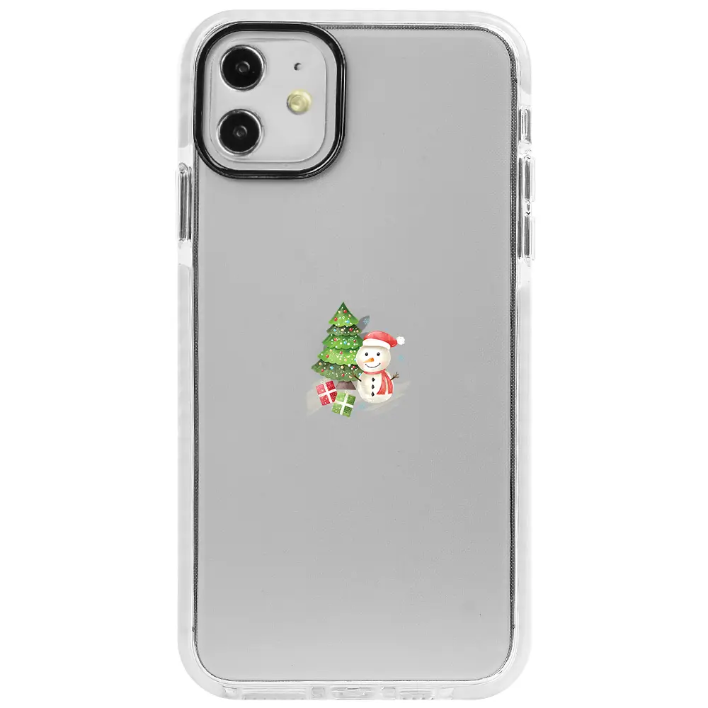 Apple iPhone 11 Beyaz Impact Premium Telefon Kılıfı - Cute Snowman