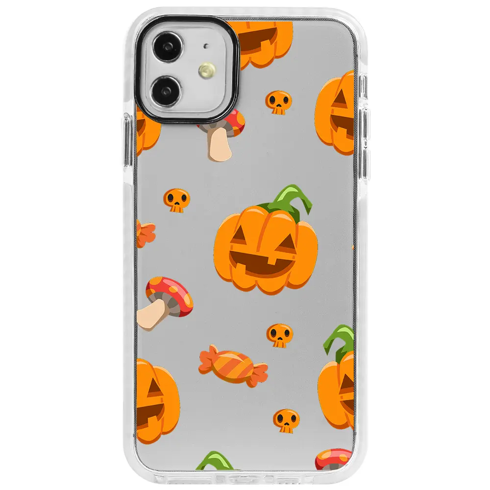 Apple iPhone 11 Beyaz Impact Premium Telefon Kılıfı - Deadly Pumpkin