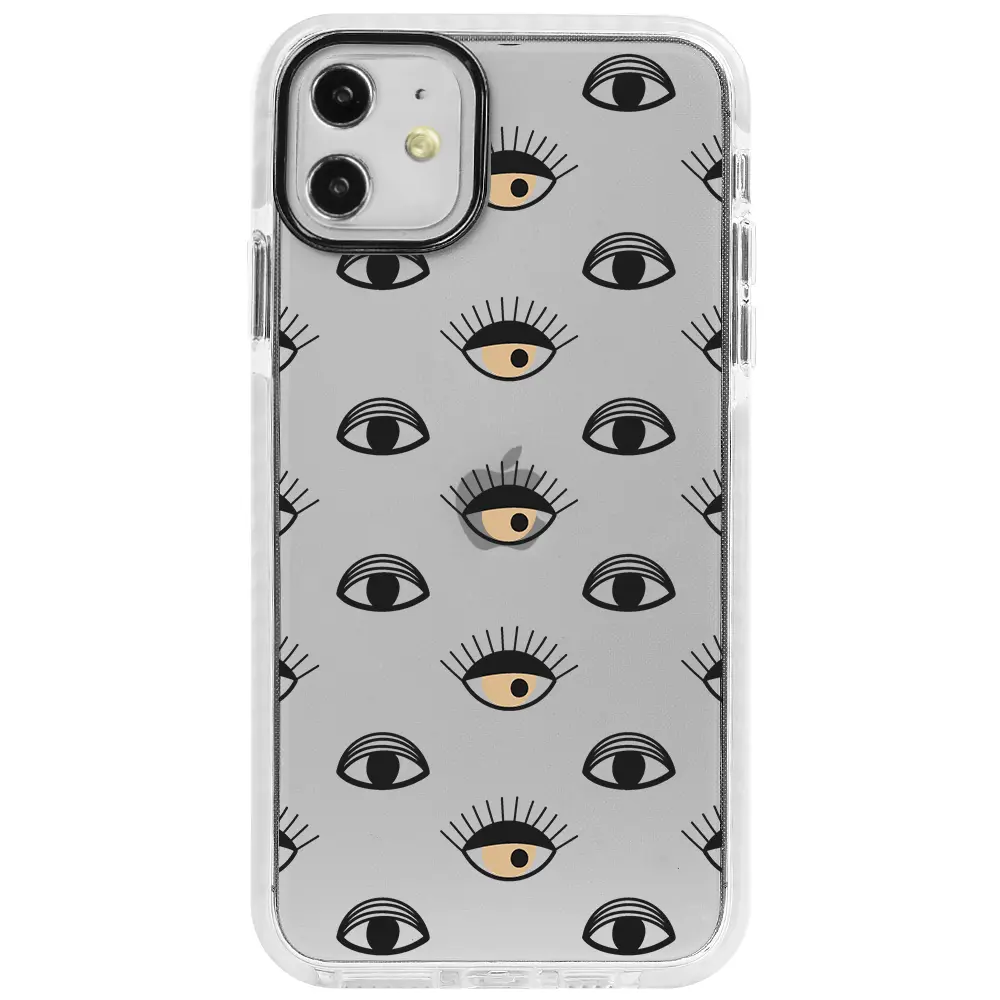 Apple iPhone 11 Beyaz Impact Premium Telefon Kılıfı - Krema Göz