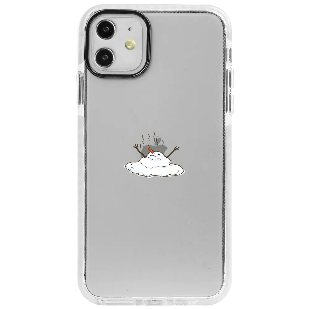 Apple iPhone 11 Beyaz Impact Premium Telefon Kılıfı - Melting Snowman
