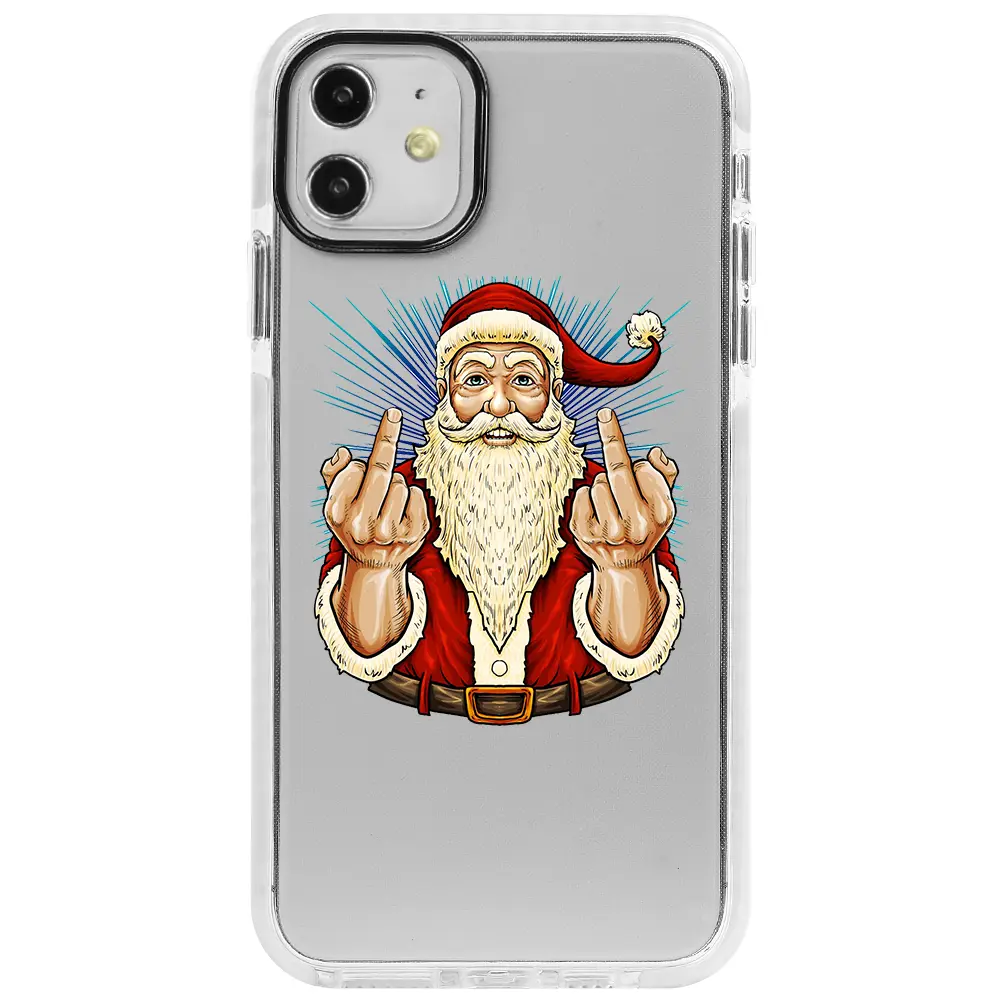 Apple iPhone 11 Beyaz Impact Premium Telefon Kılıfı - Naughty Santa