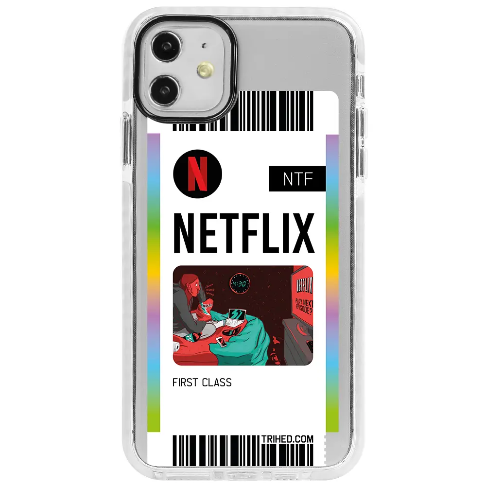 Apple iPhone 11 Beyaz Impact Premium Telefon Kılıfı - Netflix Bileti