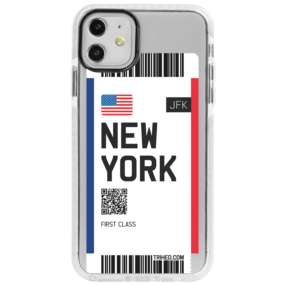 Apple iPhone 11 Beyaz Impact Premium Telefon Kılıfı - New York Bileti