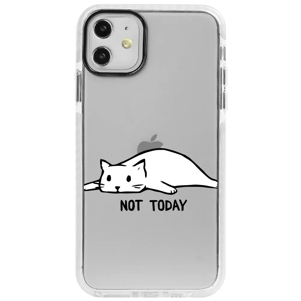 Apple iPhone 11 Beyaz Impact Premium Telefon Kılıfı - Not Today Cat
