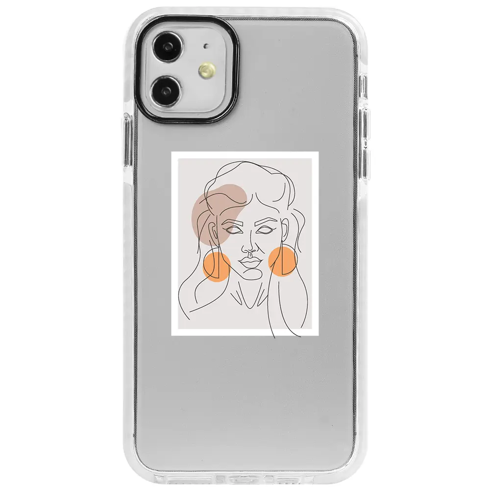Apple iPhone 11 Beyaz Impact Premium Telefon Kılıfı - Orange Earrings