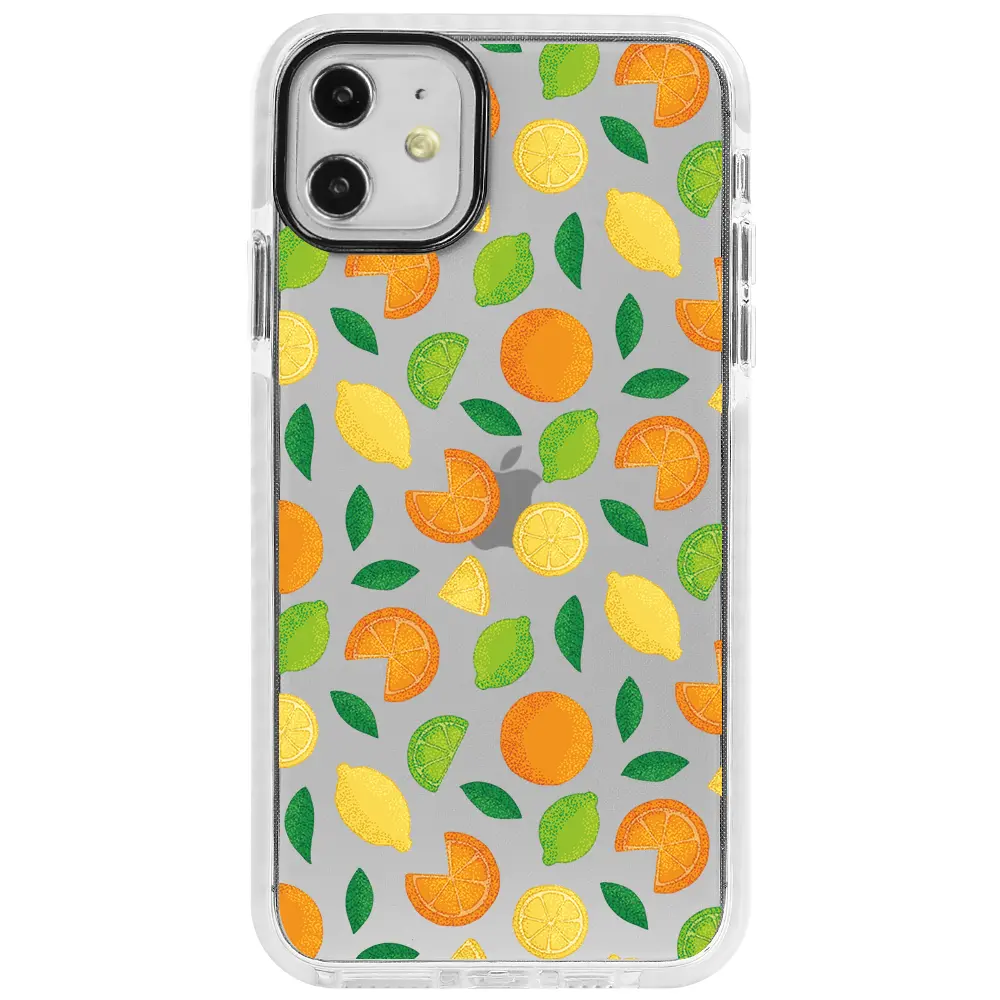 Apple iPhone 11 Beyaz Impact Premium Telefon Kılıfı - Portakal Limon