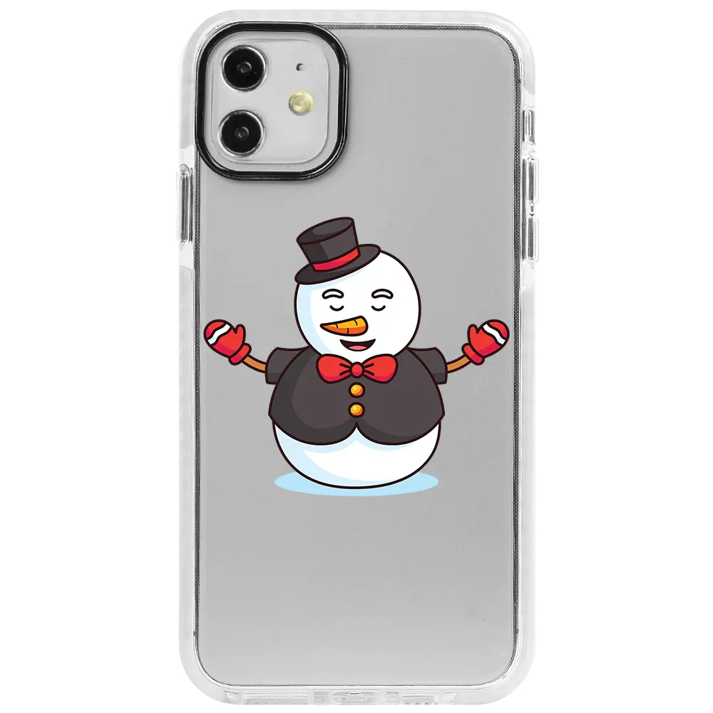 Apple iPhone 11 Beyaz Impact Premium Telefon Kılıfı - Snowman in Suit
