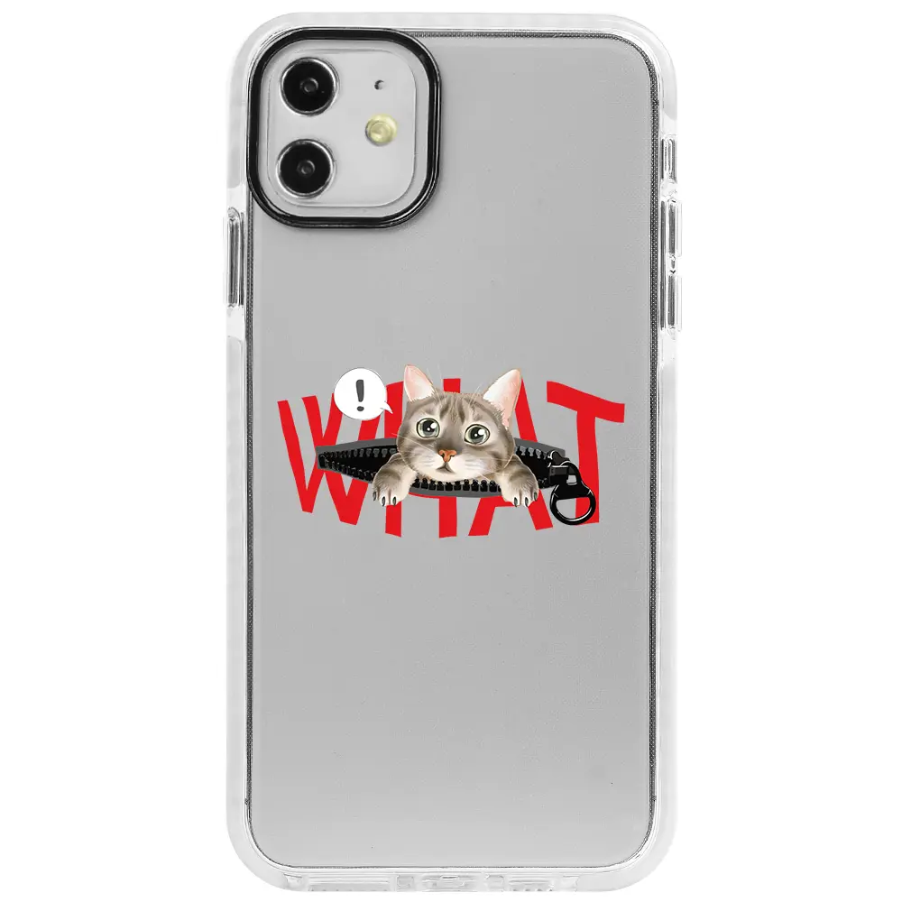 Apple iPhone 11 Beyaz Impact Premium Telefon Kılıfı - What! Kedi