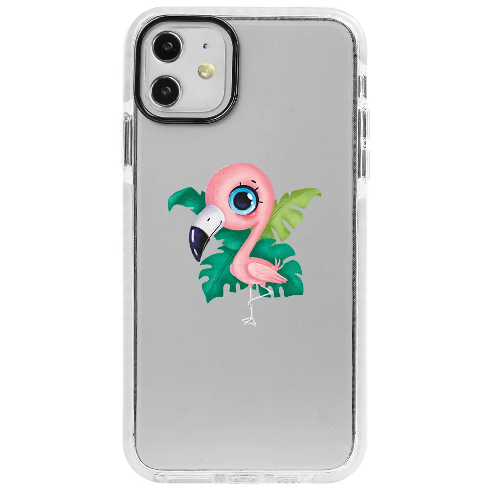 Apple iPhone 11 Beyaz Impact Premium Telefon Kılıfı - Yavru Flamingo