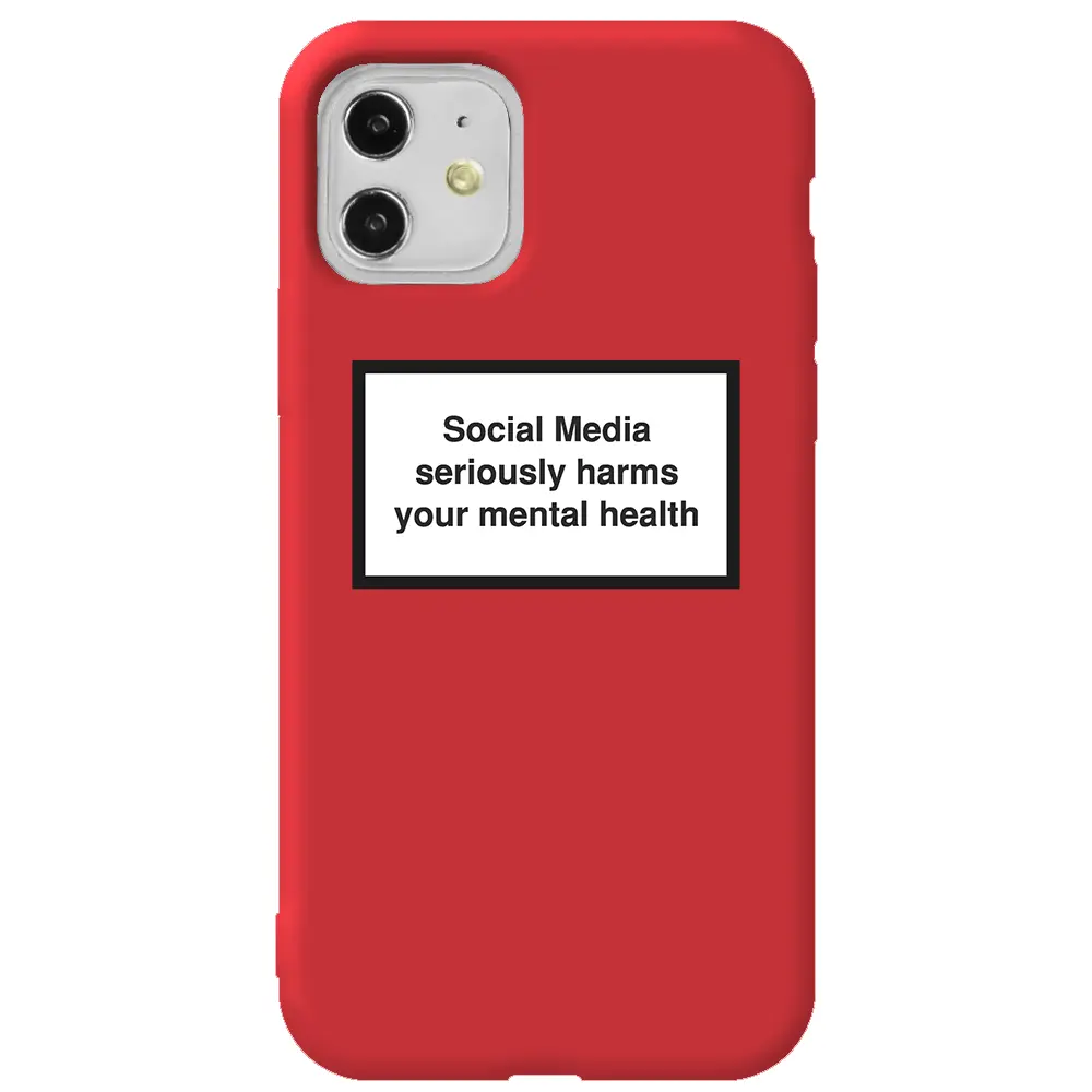 Apple iPhone 11 Kırmızı Renkli Silikon Telefon Kılıfı - Social Media