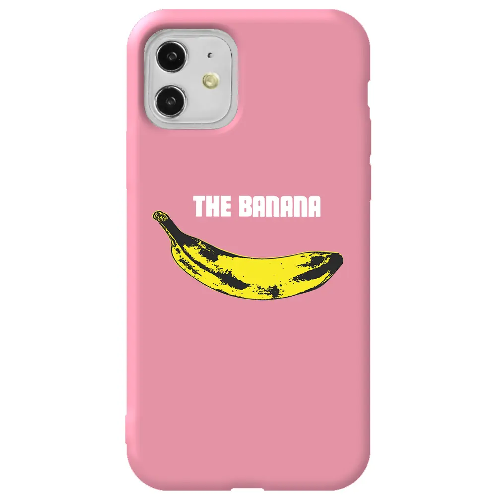 Apple iPhone 11 Pembe Renkli Silikon Telefon Kılıfı - Andy Warhol Banana