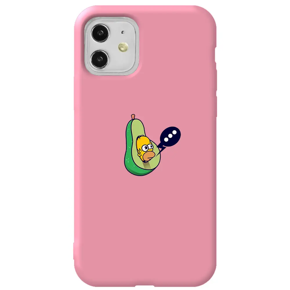 Apple iPhone 11 Pembe Renkli Silikon Telefon Kılıfı - Avokado Simpson