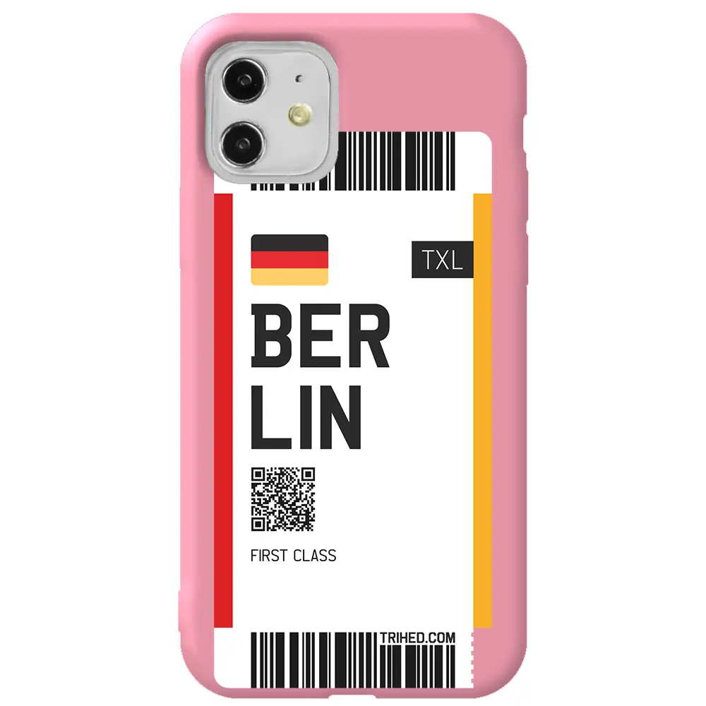 Apple iPhone 11 Pembe Renkli Silikon Telefon Kılıfı - Berlin Bileti