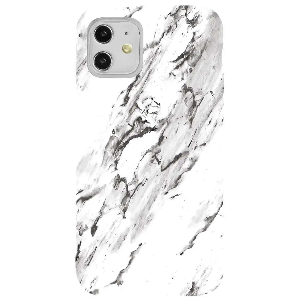 Apple iPhone 11 Pembe Renkli Silikon Telefon Kılıfı - Beyaz Mermer 3