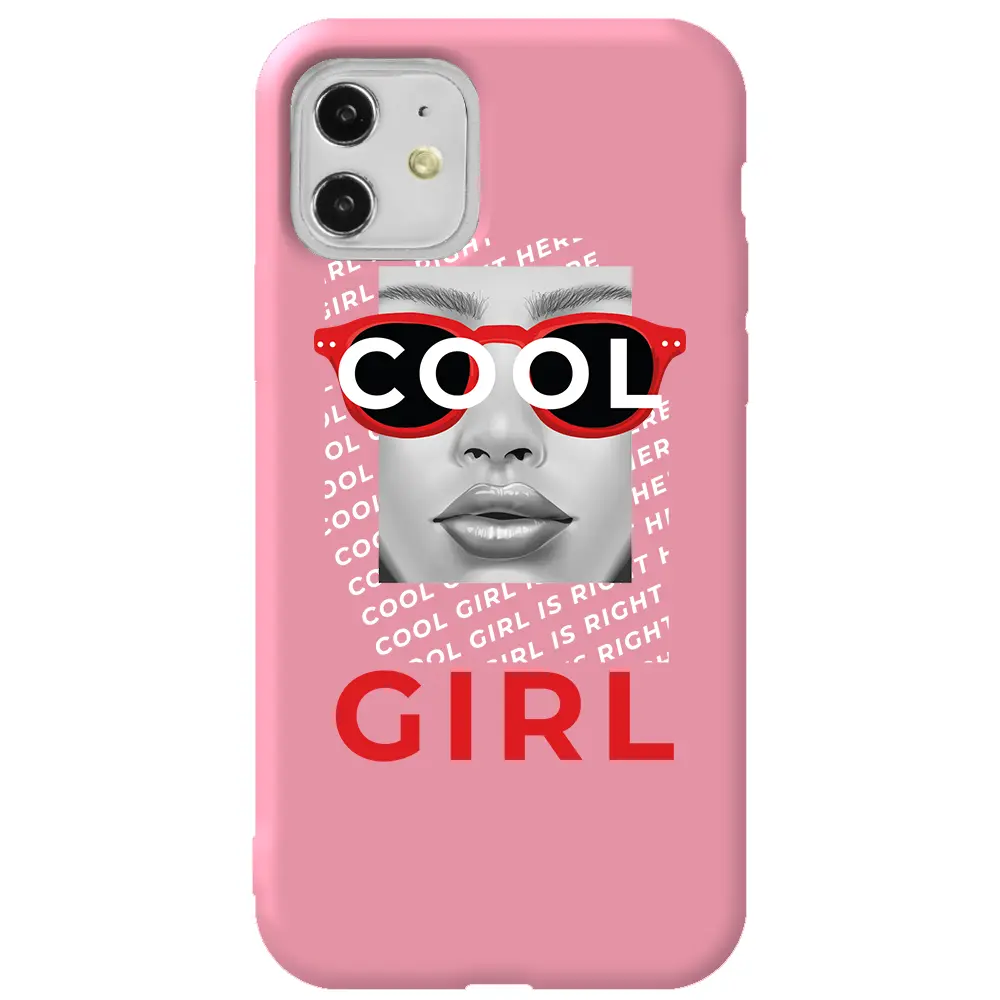 Apple iPhone 11 Pembe Renkli Silikon Telefon Kılıfı - Cool Girl