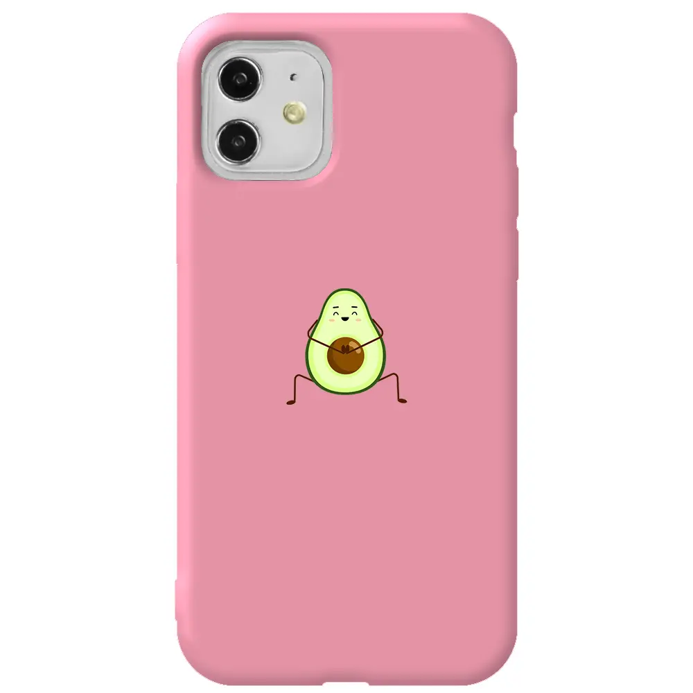 Apple iPhone 11 Pembe Renkli Silikon Telefon Kılıfı - Cute Avokado