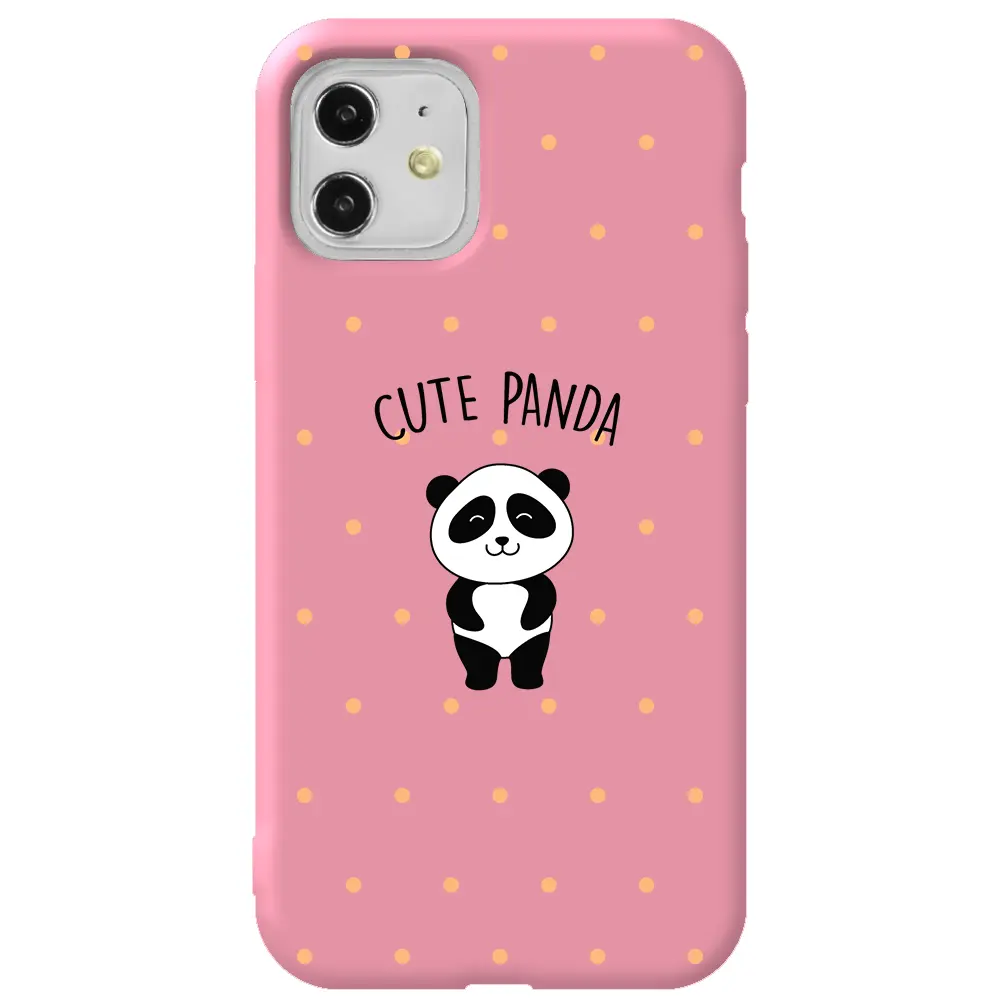 Apple iPhone 11 Pembe Renkli Silikon Telefon Kılıfı - Cute Panda