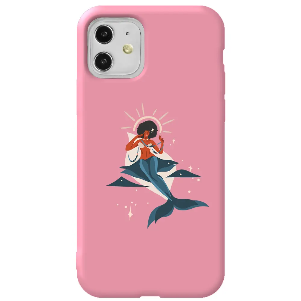 Apple iPhone 11 Pembe Renkli Silikon Telefon Kılıfı - Deniz Kızı