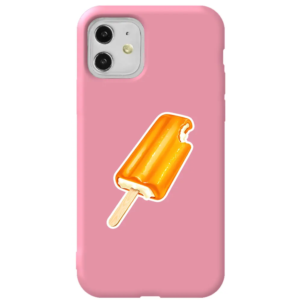 Apple iPhone 11 Pembe Renkli Silikon Telefon Kılıfı - Dondurma