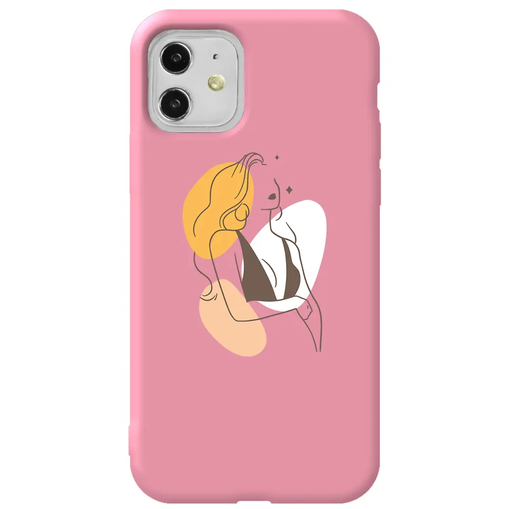 Apple iPhone 11 Pembe Renkli Silikon Telefon Kılıfı - Dream Girl