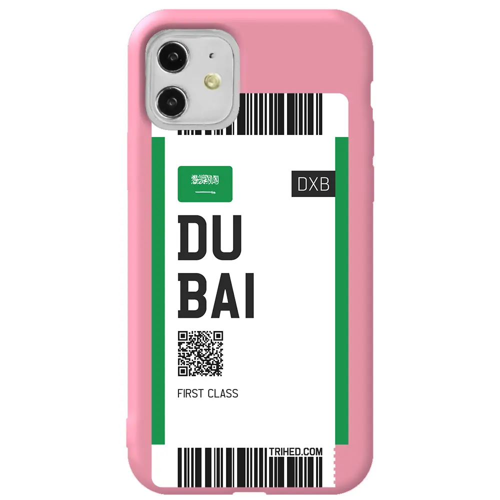 Apple iPhone 11 Pembe Renkli Silikon Telefon Kılıfı - Dubai Bileti