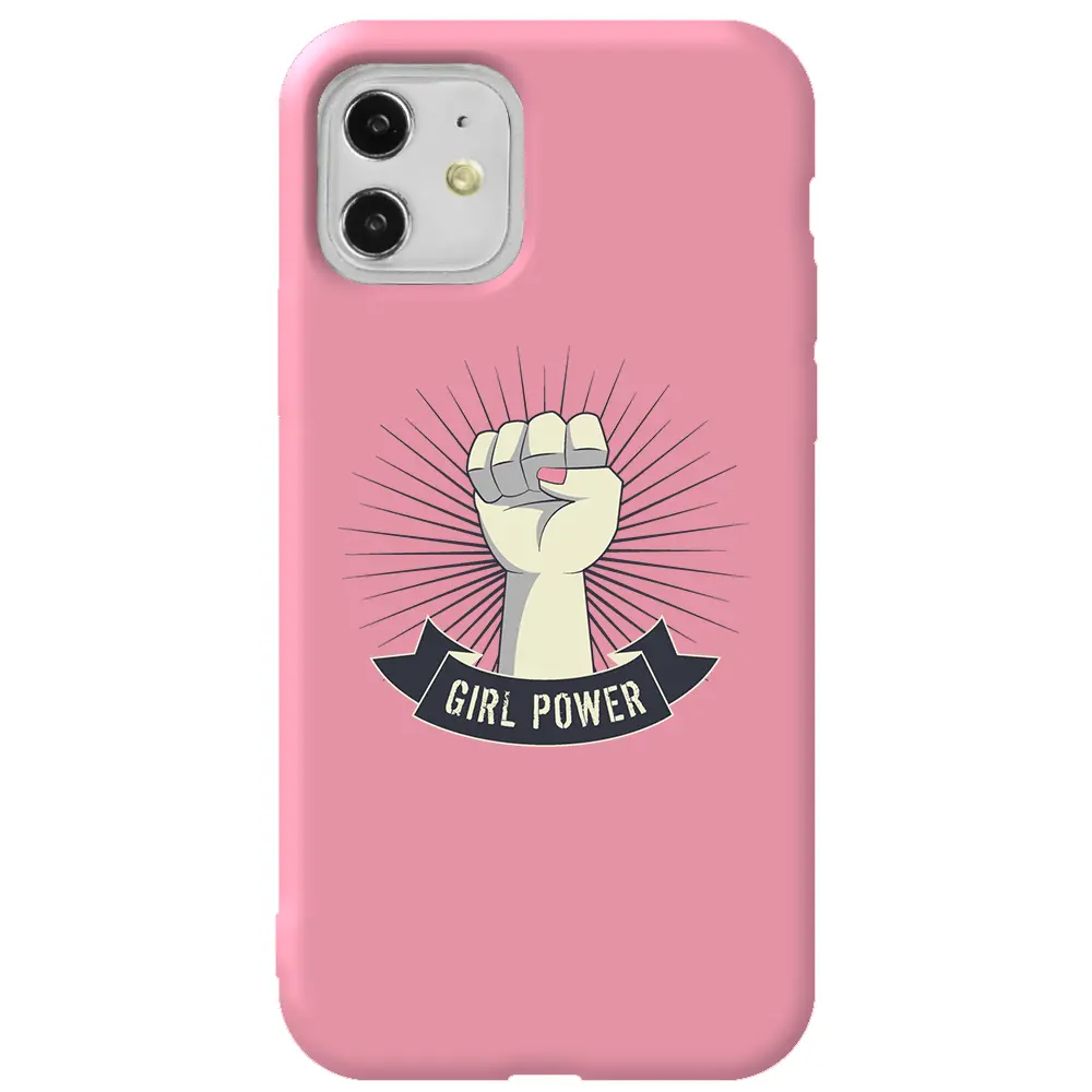 Apple iPhone 11 Pembe Renkli Silikon Telefon Kılıfı - Girl Punch