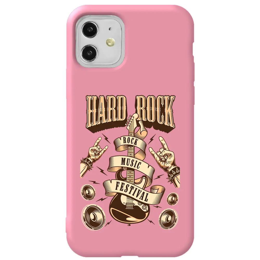 Apple iPhone 11 Pembe Renkli Silikon Telefon Kılıfı - Hard Rock