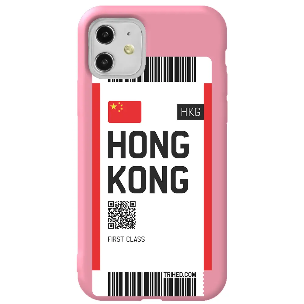 Apple iPhone 11 Pembe Renkli Silikon Telefon Kılıfı - Hong Kong Bileti