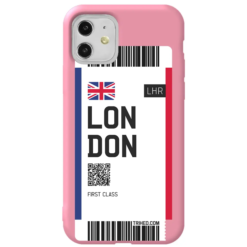 Apple iPhone 11 Pembe Renkli Silikon Telefon Kılıfı - London Bileti