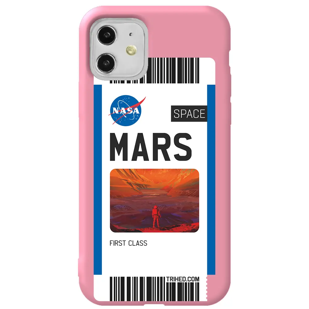 Apple iPhone 11 Pembe Renkli Silikon Telefon Kılıfı - Mars Bileti