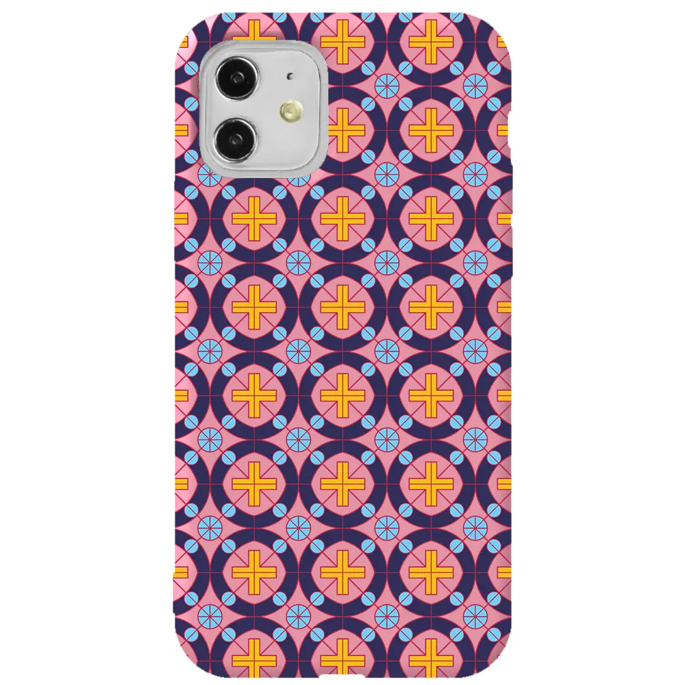 Apple iPhone 11 Pembe Renkli Silikon Telefon Kılıfı - Ottomans Tiles