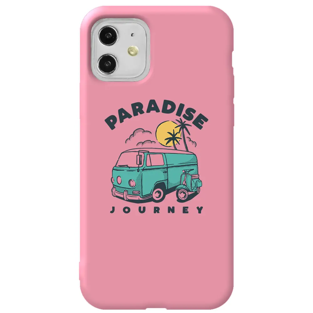 Apple iPhone 11 Pembe Renkli Silikon Telefon Kılıfı - Paradise