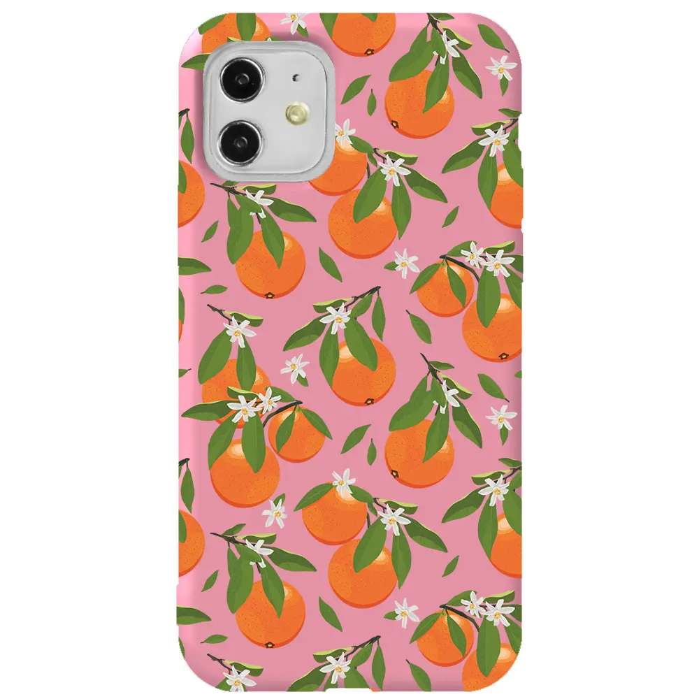 Apple iPhone 11 Pembe Renkli Silikon Telefon Kılıfı - Portakal Bahçesi