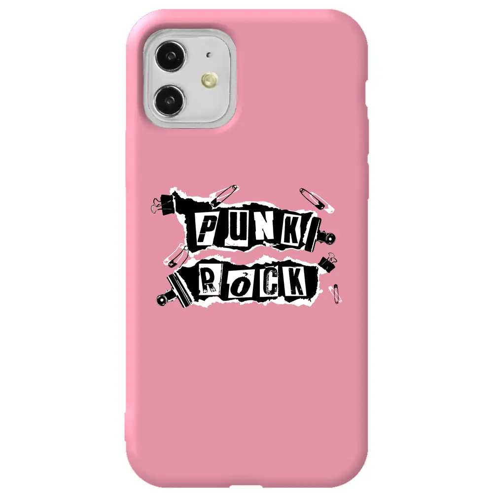 Apple iPhone 11 Pembe Renkli Silikon Telefon Kılıfı - Punk Rock
