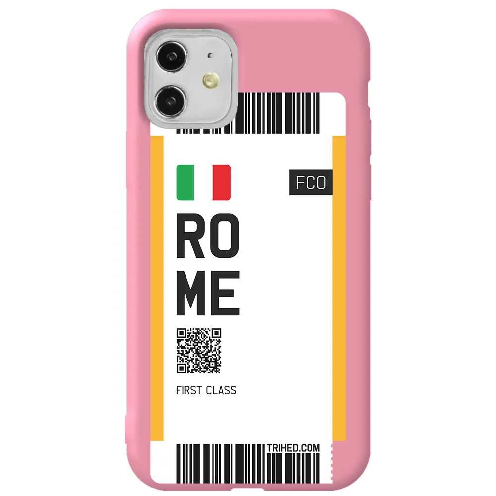 Apple iPhone 11 Pembe Renkli Silikon Telefon Kılıfı - Rome Bileti