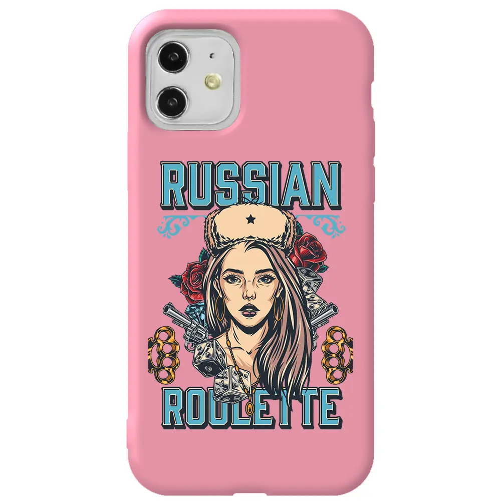 Apple iPhone 11 Pembe Renkli Silikon Telefon Kılıfı - Russian Girl