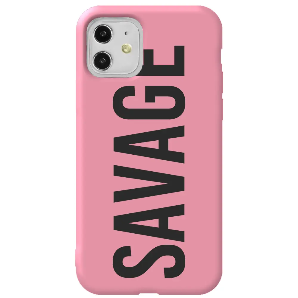 Apple iPhone 11 Pembe Renkli Silikon Telefon Kılıfı - Savage