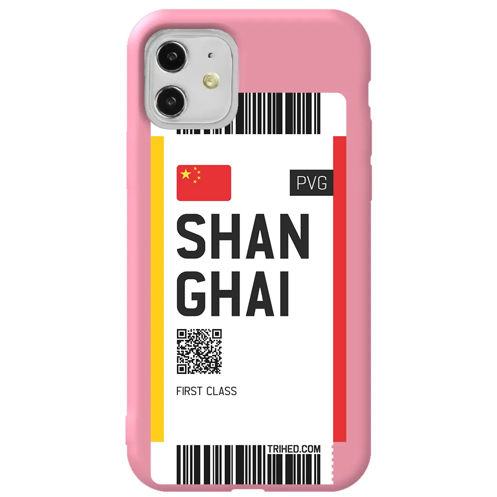 Apple iPhone 11 Pembe Renkli Silikon Telefon Kılıfı - Shanghai Bileti
